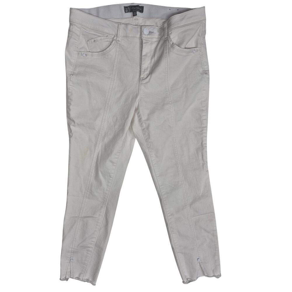 Wit & Wisdom White Cotton Blend Pants Elast Waistband Tapered Ankle Sz 16W